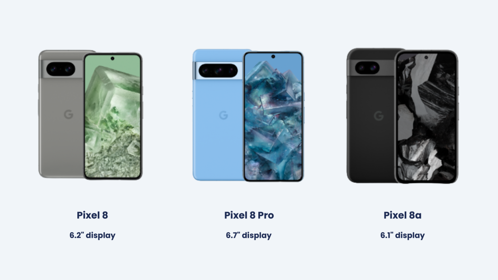 Google pixel phones front and back image